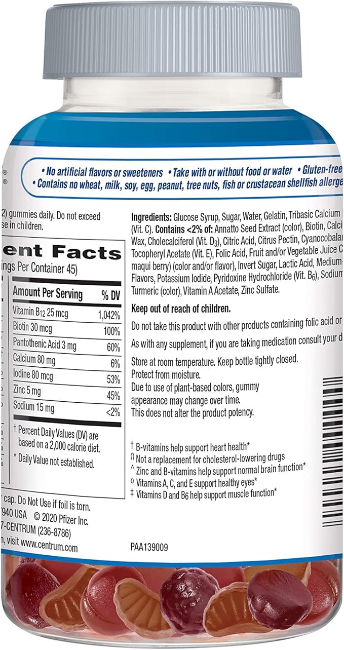 Centrum MultiGummies Gummy Multivitamin For Women 50 Plus With Vitamin D3 B6 And B12 Multivitamin/Multimineral Supplement - 90 Count