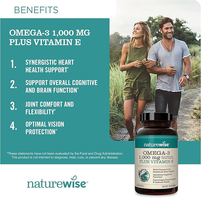 NatureWise Vitamin B Complex 360 Softgels &amp Omega 3 Fish Oil 180ct for Energy Heart Brain Immune &amp Vision Support