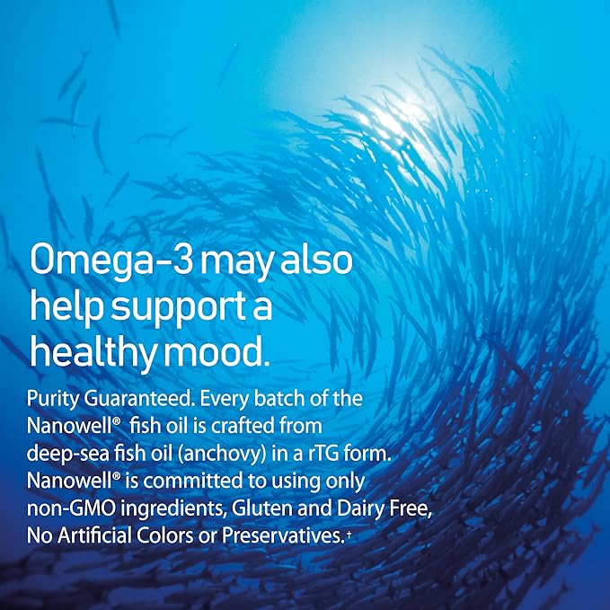 NANOWELL Red Omega-3 Fish Oil 1714mg Omega 3 Supplement with Astaxanthin Vitamin E EPA &amp DHA - 60 Softgels