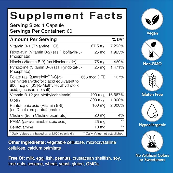 Patient One B-Complex | Supplement to Support Energy and Heart and Brain Health* | Active Essentials with Quatrefolic | 60 Capsules