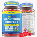 Magnesium Glycinate Gummies + Omega-3 Saffron for Kids 6+ &amp Adults Kids Focus Calm Magnesium Gummies Sugar Free Triple Magnesium Complex 500mg/250mgGlycinate Malate Taurate Theanine1P