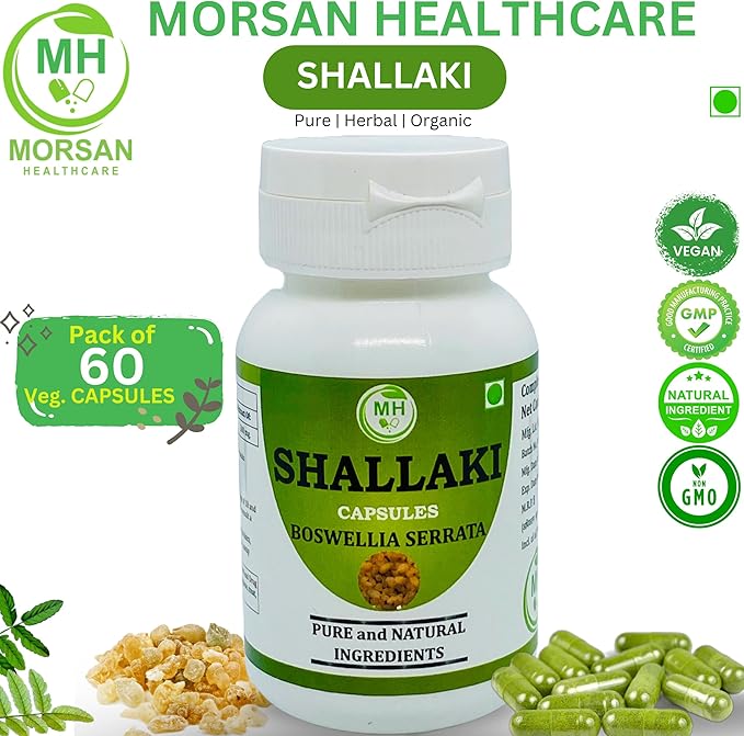 Morsan's Shallaki (Boswellia serrata) Capsules Pack of 2 x 60 x 500 mg. Veg. Capsules (2) Pure and Natural