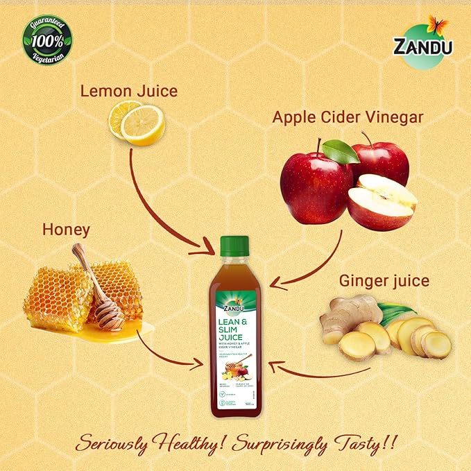 Zandu Lean &amp Slim Juice 500ml| with Honey &amp Apple Cider Vinegar Helps Maintain Healthy Weight &amp Boosts Metabolism 100% Ayurvedic and Natural