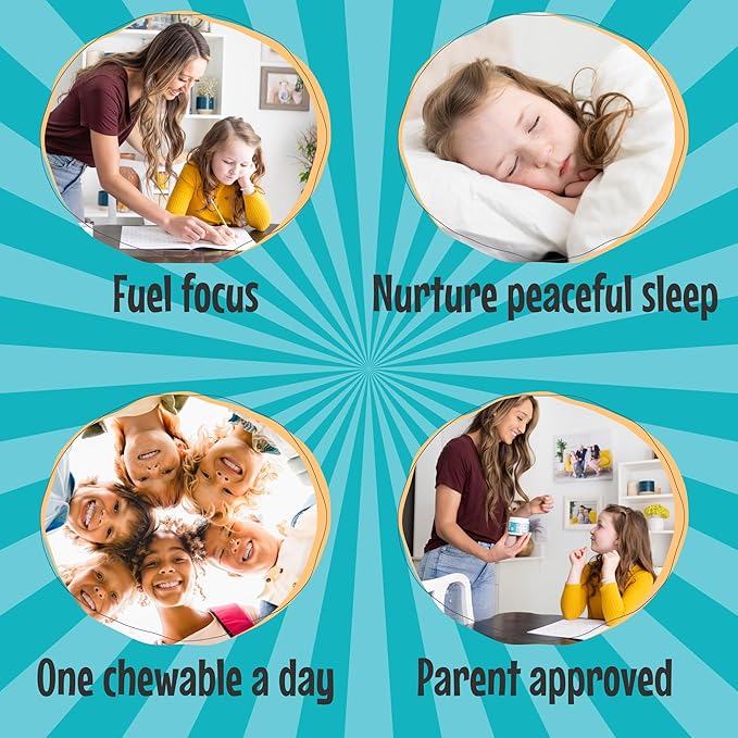 Clarity Kids Super Calm | Magnesium Chewable Vitamin for Children Comfort Focus and Relaxation | All Natural Calm Supplement with L-Theanine | USA Made | 30 Piece