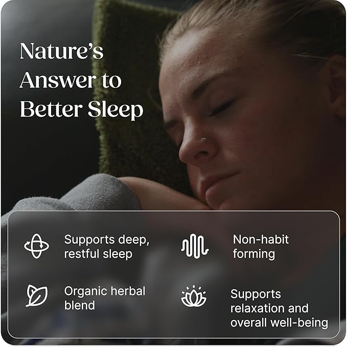 Greenworks Nature's Rest Melatonin-Free Sleep Aid Organic Herbal Blend with Ashwagandha Valerian Chamomile &amp Passionflower Non-Habit Forming Vegan Capsules for Restful Sleep 60 Count