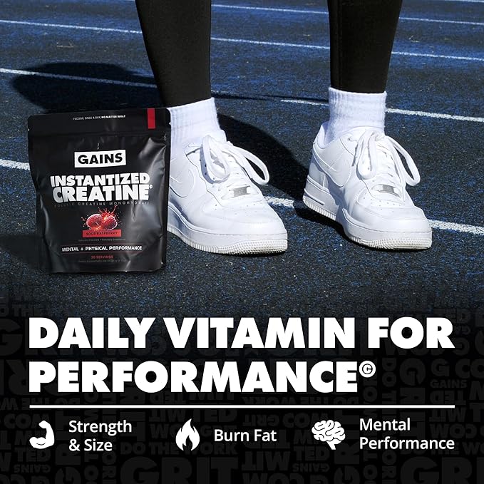 Gains in Bulk Instantized Creatine Monohydrate for Women and Men Soluble Pre Workout Powder Supports Muscle Building Strength and Performance Bodybuilding Supplements Sour Raspberry 30 Servings