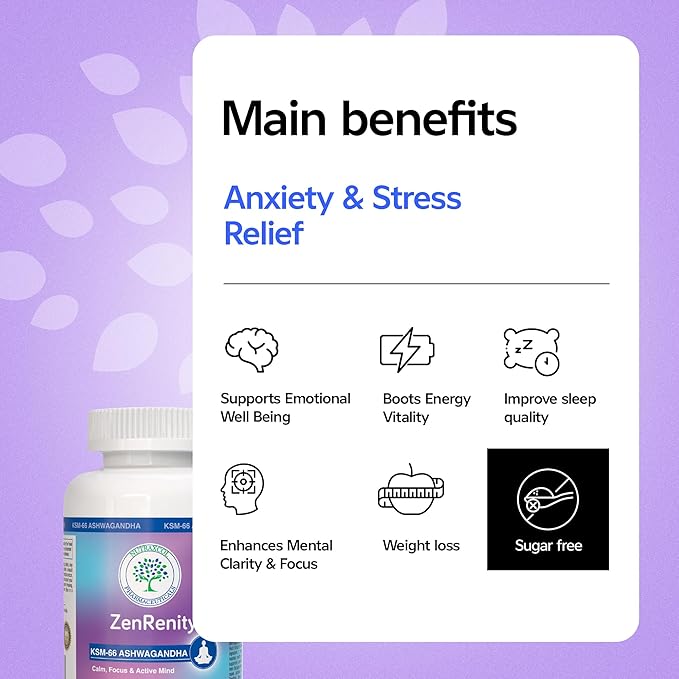 Nutraxcol ZenRenity – KSM-66 Ashwagandha for Women &amp Men with Rhodiola &amp Bacopa | Adaptogenic Blend for Mood Focus Energy &amp Daily Wellness – 60 Capsules