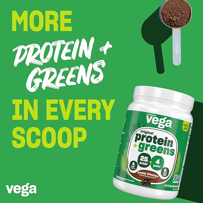 Vega Protein and Greens Protein Powder Chocolate - 20g Plant Based Protein Plus &amp Premium Sport Protein Chocolate Protein Powder Vegan Non GMO Gluten Free Plant Based
