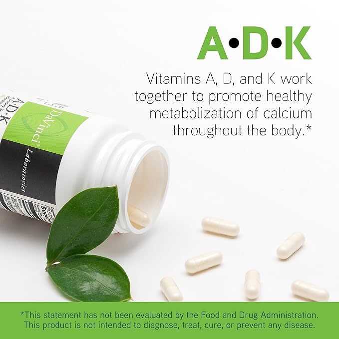 DAVINCI Labs Healthy Aging Bundle: ADK (60 Caps) &amp Glutathione (30 Caps) - Helps Support Gut Health Bone Health Heart Health &amp More* - Gluten Free Soy Free