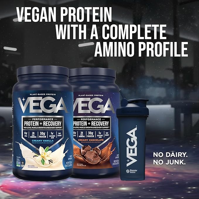 Vega Sport Premium Protein Powder + Recovery Bundle - Vanilla (20 servings) and Chocolate (19 servings) 30g Plant Based Protein 5g BCAAs Low Carb Keto Pea Protein for Women and Men