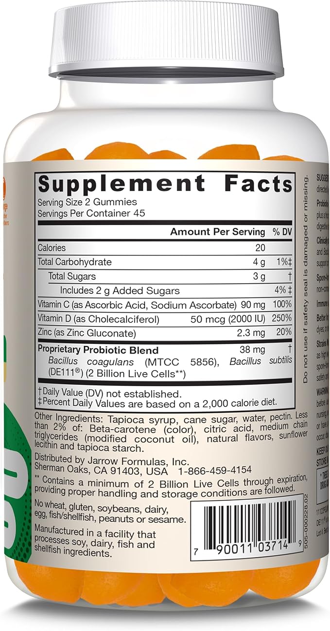 Jarrow Formulas Probiotic+ Immune Gummies 2 Billion CFU Supplement for Digestive Health and Immune Support 90 Orange Flavor Probiotic Gummies 45 Day Supply12 Packs