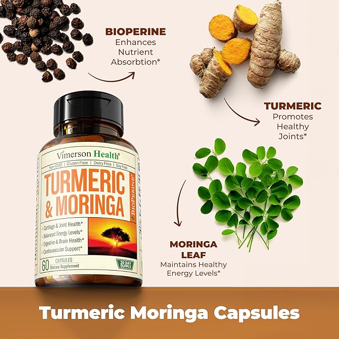 Turmeric Boswellia &amp Turmeric Moringa – Natural Joint Support Energy &amp Digestive Health Supplement Bundle for Men &amp Women