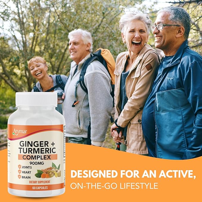 Arymar Ginger Turmeric Supplement (3 Pack) – 60 Capsules – Herbal Dietary Supplement