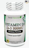 Vitamin D3 5000 IU 90 Capsules Supports Joints Bones and Help with Absorption of Calcium and Easy Movement Made in USA Manufactured FDA Registered Facility