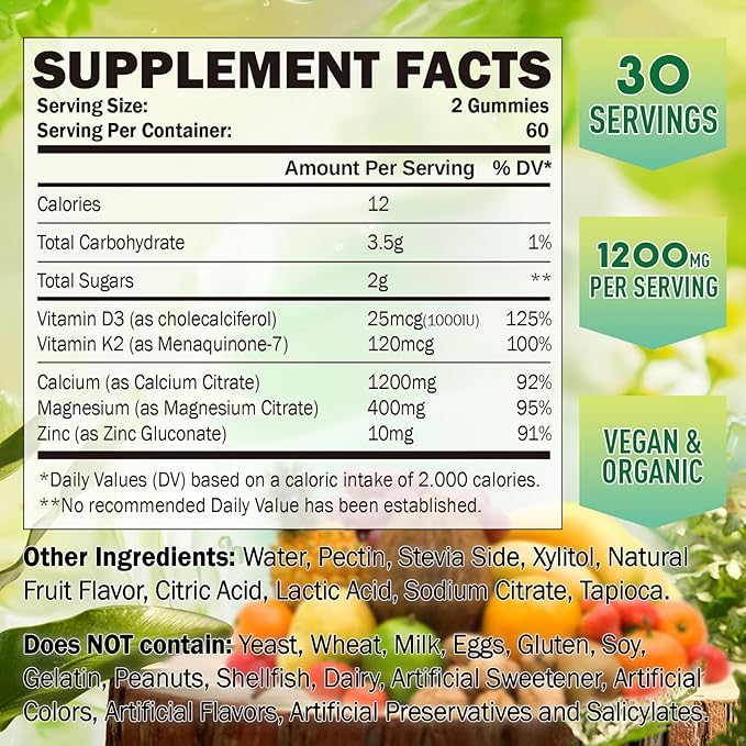 Magnesium Glycinate Gummies Calcium Citrate Gummies for Kids &amp Adults Bone Support
