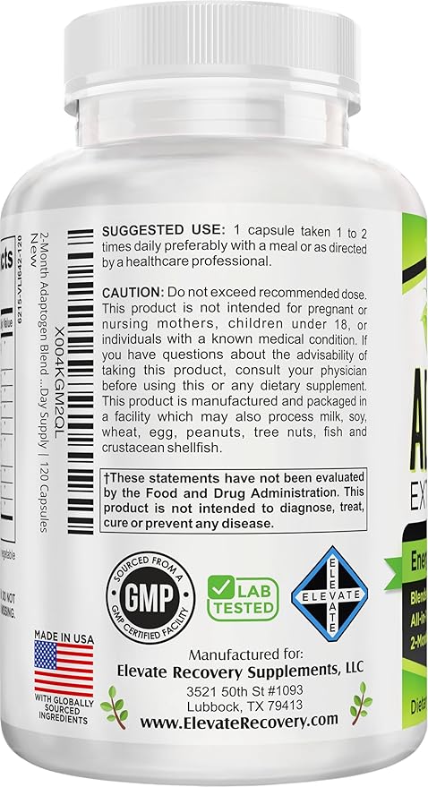 2-Month Adaptogen Supplement (9-in-1) Adaptogenic Complex with Ashwagandha Panax Ginseng Rhodiola + More | Herbal Extract Blend | Adaptogen Supplements | 60-Day Bulk Supply | 120 Capsules
