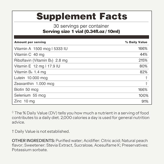 Vitabaum® Eye Support with Lutein and Zeaxanthin – Vision Supplements for Optimal Eyesight - 30 Vials - 0.34 fl.oz (10ml) Each - Innovative Twist and Mix System™ for Fast Absorption - Vegan