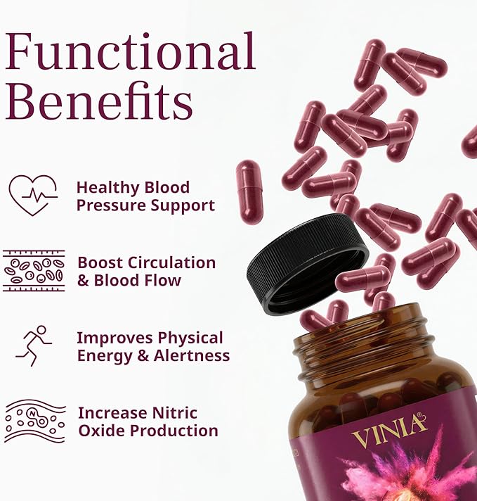 VINIA Piceid Resveratrol Capsules + Electrolyte Hydration Powder Mix Fruit Punch | Boost Blood Flow Circulation &amp Energy | 60 Count + 30 Sticks