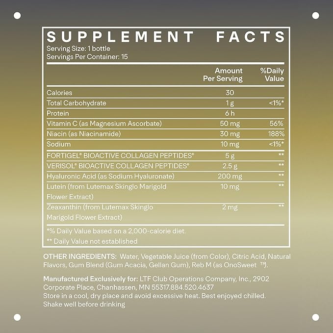 LTH Rewind Collagen Elixir - Trusted by Life Time Members - with Collagen Peptides Hyaluronic Acid &amp Antioxidants - Supports Hair Skin Joint &amp Bone Health - Berry-Sorbet 30 ml (15 Pack)