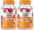 Lifeable Biotin Kids + Vitamin D3 + Vitamin K2 Kids Gummies Bundle - Great Tasting Vitamin Supplement Gluten Free GMO Free Chewable Gummy