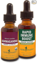 Herb Pharm Ashwagandha &amp Immune Support Kit - Includes Ashwagandha Extract 1 Ounce &amp Rapid Immune Boost Liquid Herbal Formula for Active Immune Support 1 Ounce
