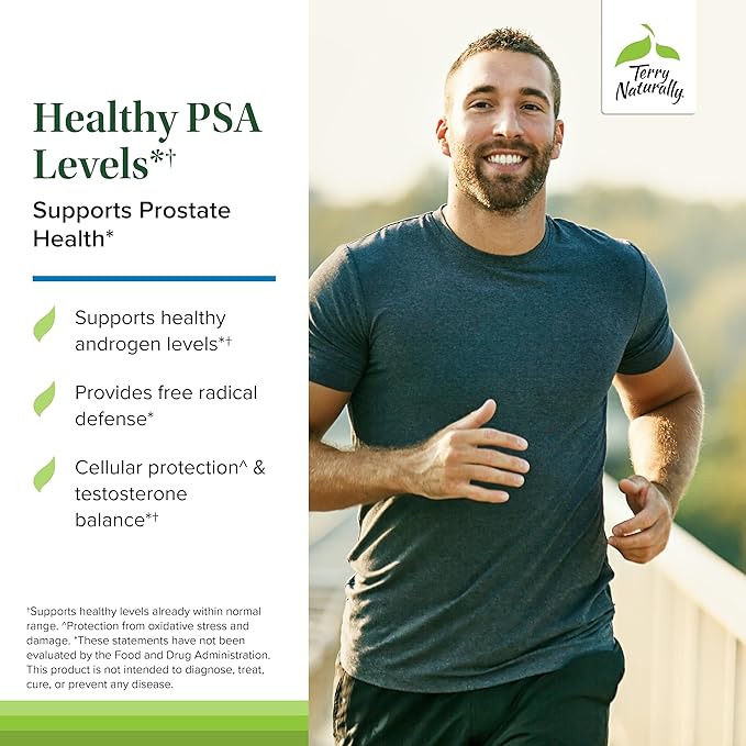 Terry Naturally Healthy PSA Levels - Dietary Supplement for Healthy Prostate &amp Hormone Balance Support - Herbal Supplement with Curcumin Turmeric Essential Oil &amp Grape Seed Extract - 60 Softg