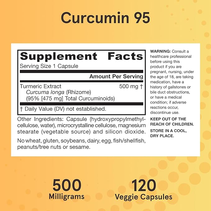 Jarrow Formulas Curcumin 95 Supplement - Turmeric Extract Supplement 500 mg for Antioxidant &amp Joint Support 120 Capsules
