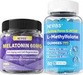 NEVISS 1Pack Antioxidant &amp Brain Support Melatonin 60mg Gummies with 2Pack L Methylfolate &amp Methyl B12 Gummies for Methylation Fucus Mood Energy