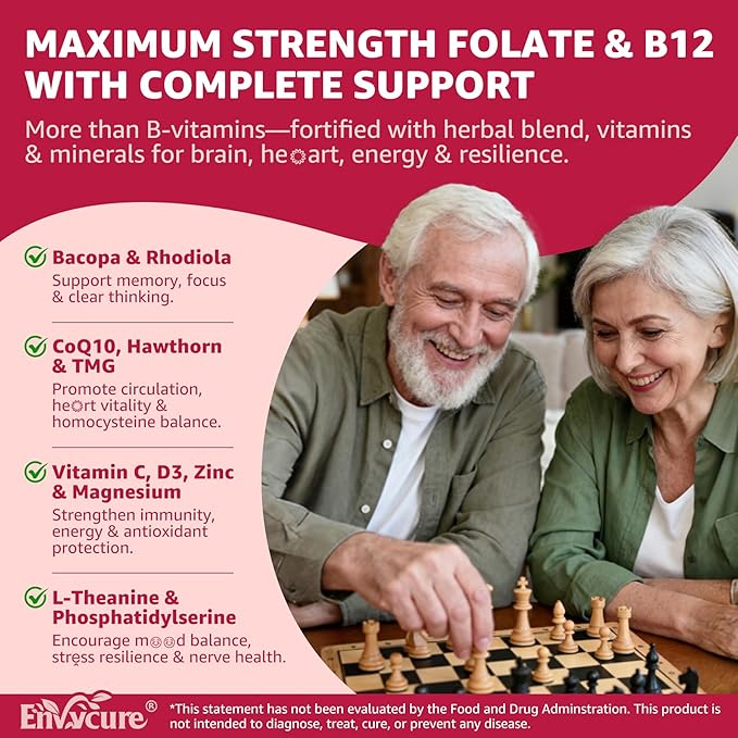 L-Methylfolate 15mg &amp 2000 mcg Methyl B12 Gummies Extra Strength Methylation Support for Women and Men Active 5-MTHF with CoQ10 Magnesium TMG L-Theanine B1 B2 B6 B9 for Cognitive Energy60