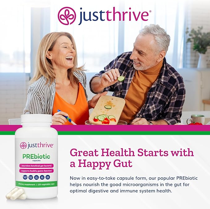 Just Thrive Probiotic &amp Antioxidant 30 Caps &amp PREbiotic 120 Caps Bundle Spore-Based Digestive &amp Immune Support Prebiotic Blend Gut Health Gluten-Free- 30-Day Supply