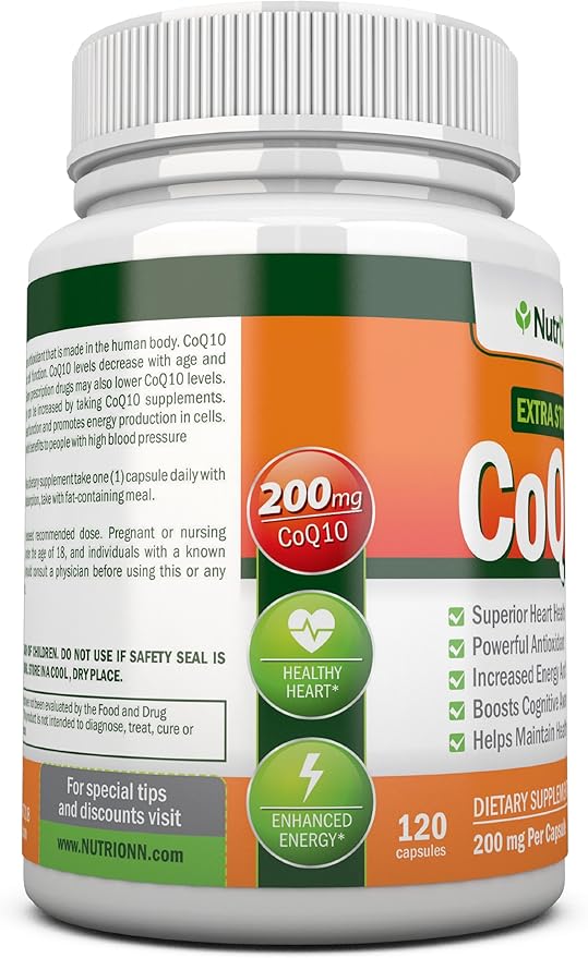 CoQ10 200mg (Double Strength) 120 Capsules - High Absorption Coenzyme Q10 - Scientifically Proven Extra Strength CoQ10 Ubiquinone - 4 Month Supply