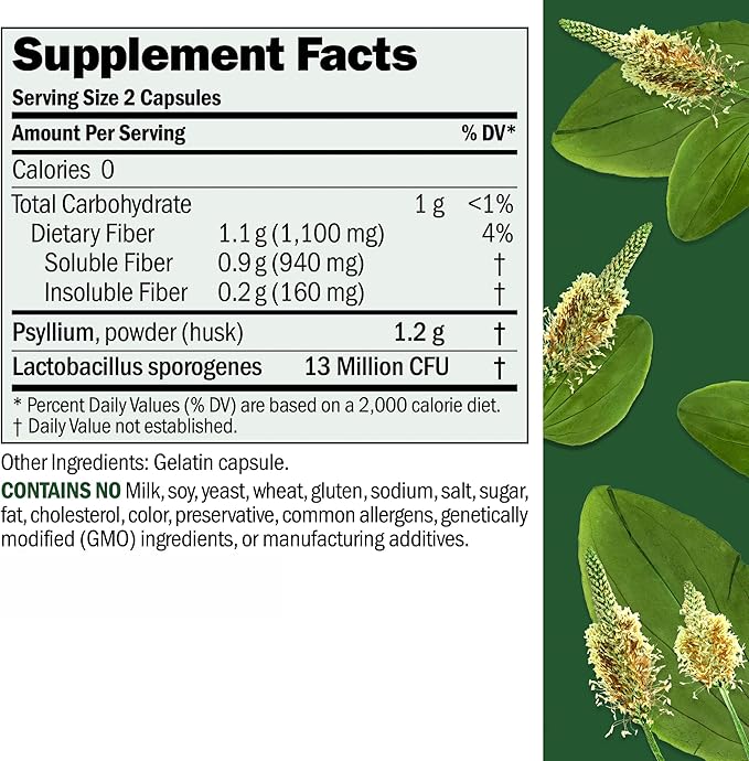 ANDREW LESSMAN Fibermucil 360 Capsules -Psyllium Husk Powder. Gently Promotes Regularity and Digestive Health. Rich in Fiber. Gentle Easy Effective. No Additives. Small Easy to Swallow Capsules