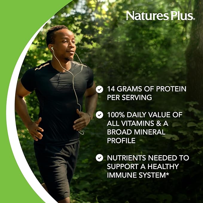 NaturesPlus SPIRU-TEIN Exotic Red Fruit - 1.1 lb - Plant-Based Protein Powder - Vitamins &amp Minerals for Energy - Vegetarian Gluten Free - 14 Servings