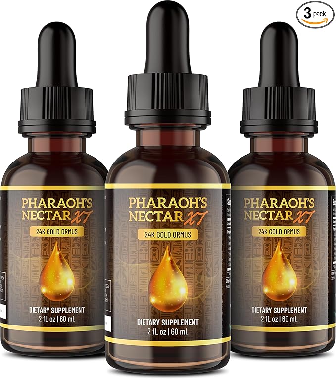 Ultra-Pure 99.9% Liquid Gold - 24K Monoatomic Gold Ormus - Third Eye Awakening Pineal Gland Decalcification Awaken DNA Unlock Light Speed Manifestation - Pharaoh's Nectar XT 3 Pack