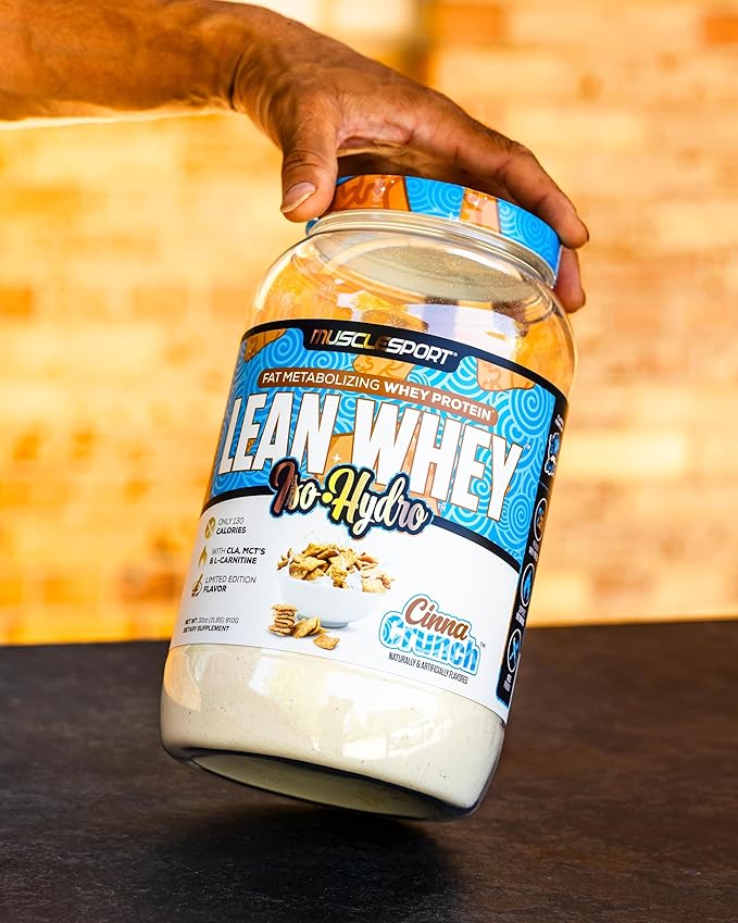Musclesport Lean Whey Revolution™ Protein Powder - Whey Protein Isolate - Low Calorie Low Carb Low Fat Incredible Flavors - 25g Protein per Scoop - 2lb Cinna Crunch