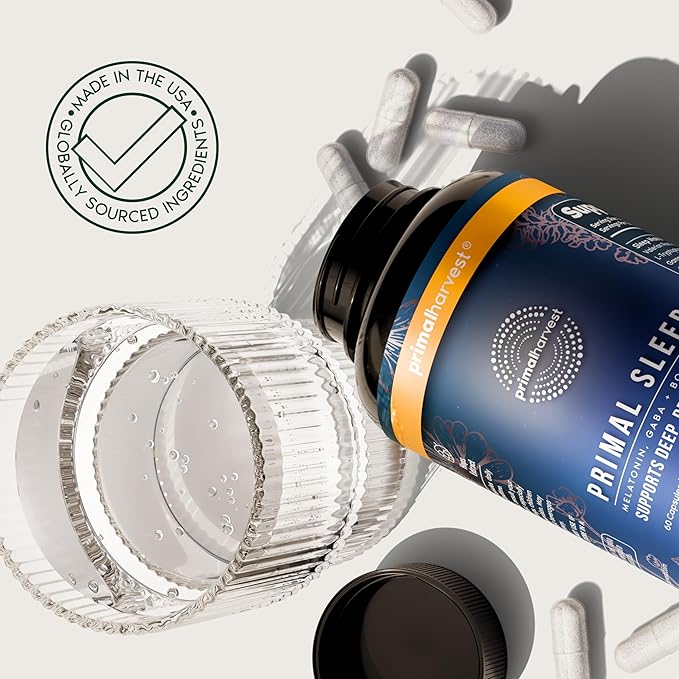Primal Harvest 2 Pack Primal Sleep 60 Capsules with Valerian Root L-Tryptophan GABA Chamomile and Melatonin 3mg