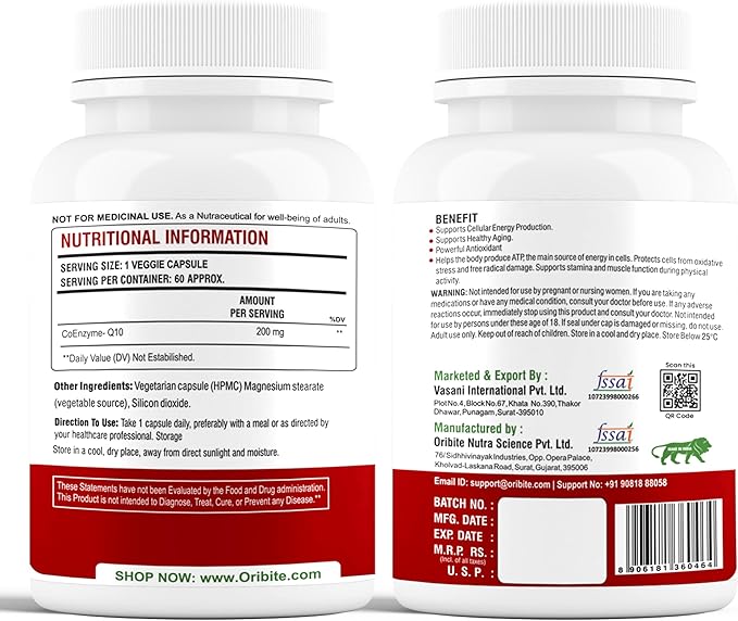 CoQ10 200mg 60 Veggie Capsules | Coenzyme Q10 Supplement for Cellular Energy &amp Heart Support | Antioxidant Support Formula | Ubiquinone Dietary Supplement (2)