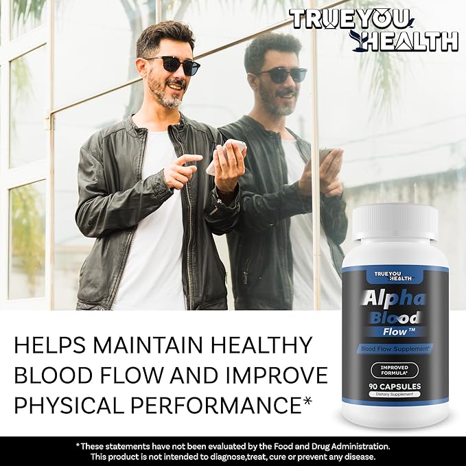 Alpha Blood Flow - Improved Formula - Our Best Alpha Boost Male Blood Circulation Supplements for Men - Circulatory Supplements Best Blood Flow Vasodilator Nitric Oxide Blood Flow Supplements for Men