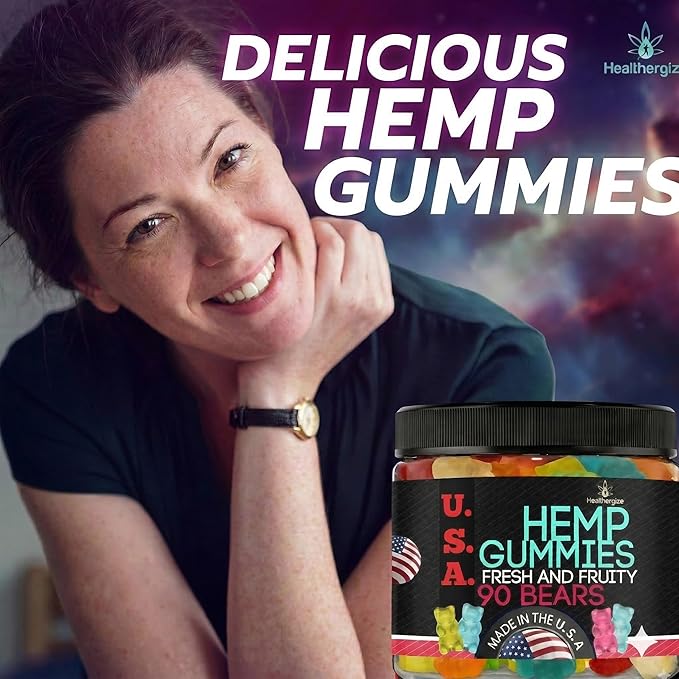 Hemp Gummies for Sleep and Calm Peace and Relaxation Fruity Flavors Hempoil Candy Natural Hemp Oil Gummy Bears Edibles-Made in USA-90 Bears