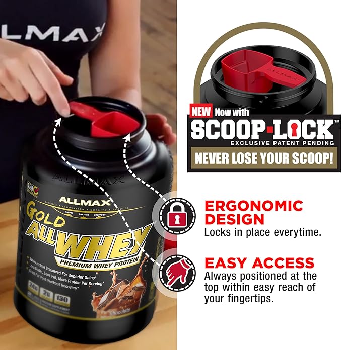 ALLMAX Nutrition Gold ALLWHEY Strawberry - 2 lb - 24 Grams of Protein Per Scoop - Gluten Free Low Carb &amp Low Sugar - Approx. 30 Servings