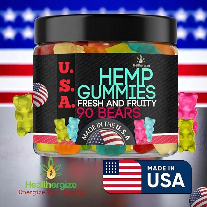 Hemp Gummies for Sleep and Calm Peace and Relaxation Fruity Flavors Hempoil Candy Natural Hemp Oil Gummy Bears Edibles-Made in USA-90 Bears