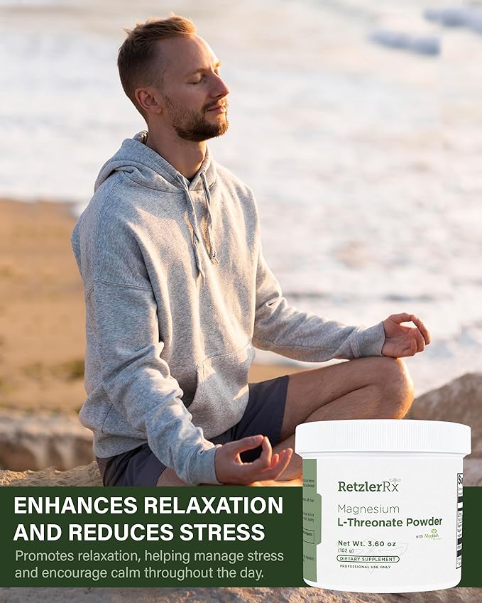 RetzlerRx Magnesium L-Threonate Powder with Magtein® - Brain-Supporting Magnesium Threonate Complex - Unflavored Gluten-Free Supplement for Cognitive Health - 60 Servings