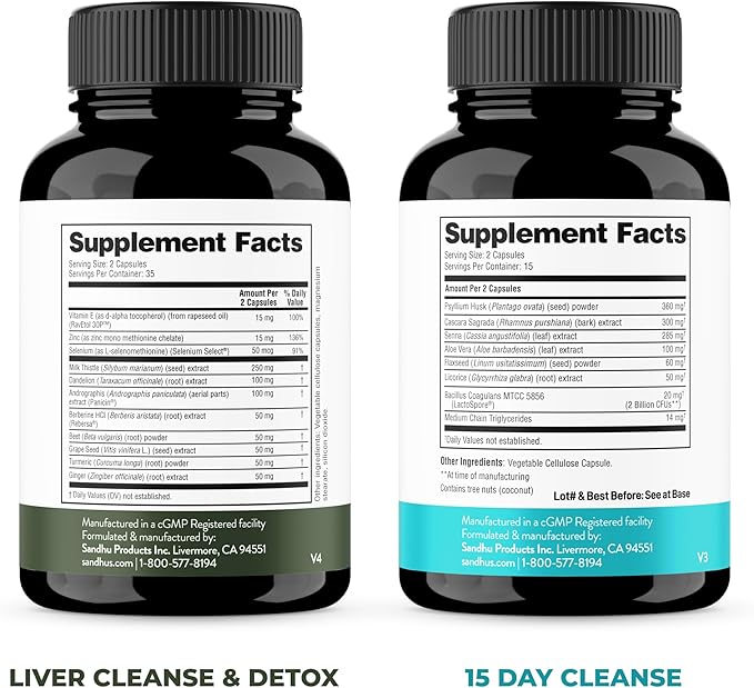 Sandhu's Liver Cleanse Detox &amp 15 Day Gut Cleanse Support Supplement for Women &amp Men | Supports Liver Gut &amp Digestive Health