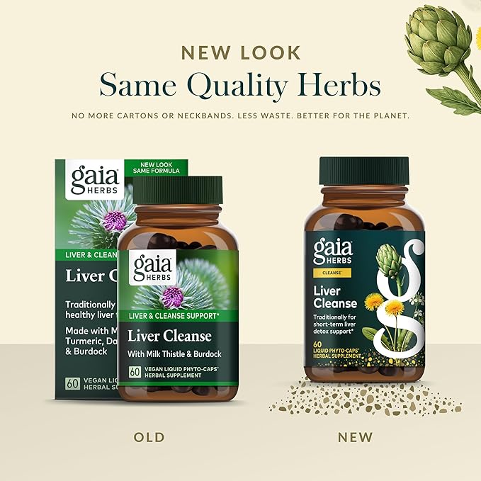 Gaia Herbs Liver Cleanse - Liver Health Support Herbal Supplement with Milk Thistle Burdock Turmeric Dandelion &amp More* - 60 Vegan Liquid Phyto-Caps (30 Servings)