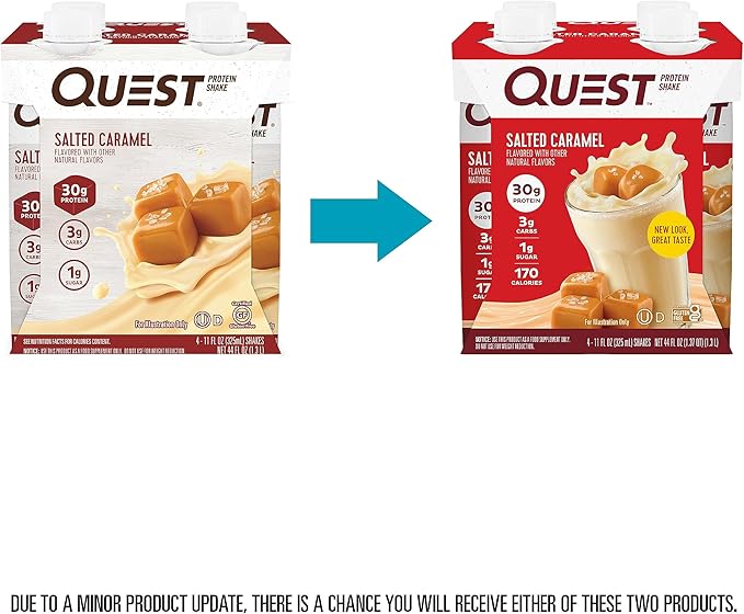 Quest Nutrition Protein Shake Salted Caramel 4 Count Bundle with Birthday Cake Frosted Cookies Twin Pack