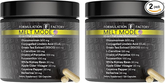 Formulation Factory Melt Mode 10-in-1 Weight Support Metabolism Booster &amp Appetite Control with Green Tea L-Carnitine CLA Glucomannan &amp More (4 Month Supply 240 Capsules)