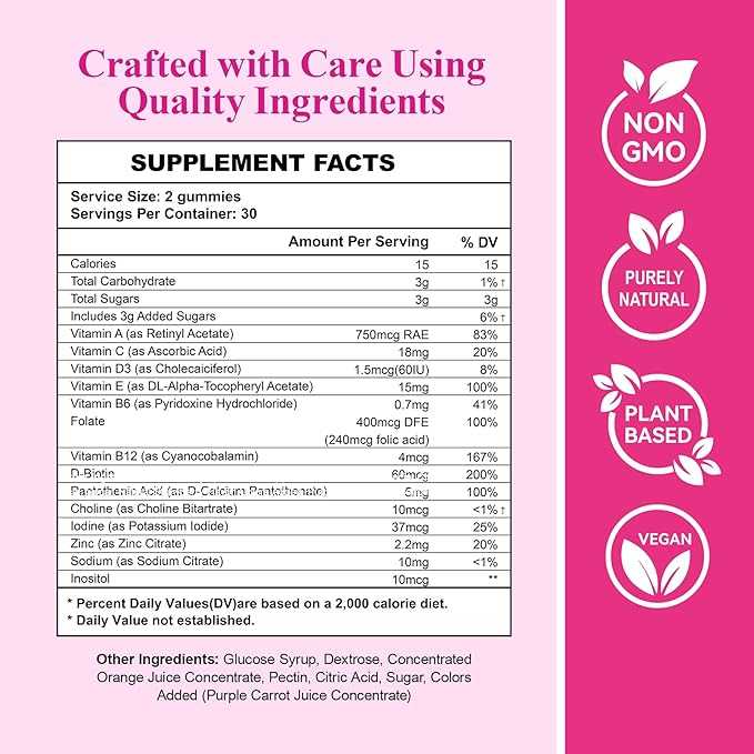 PCOS Gummies Helps Fertility and Ovulation 2 Packs PCOS Vitamin Gummies for Women Menstrual Cycle &amp Hormonal Balance Orange Flavor Fertility Gummy with Myo-Inositol Folate and Vitamin B6 B12
