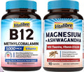Vitamin B12 Sublingual 5000 mcg 90 Tablets Magnesium Ashwagandha Complex 90 Capsules