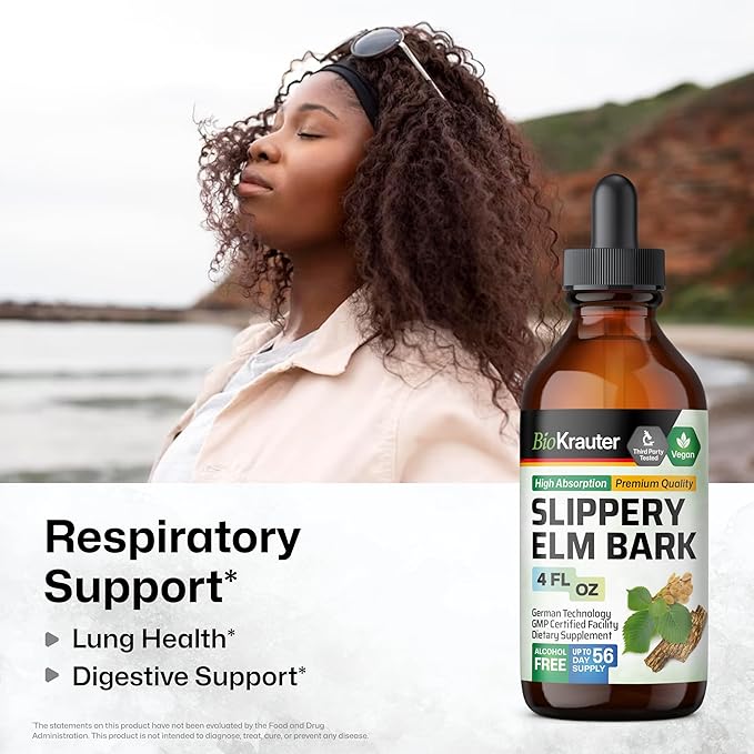 BIO KRAUTER Slippery Elm Tincture 4 Fl. Oz. &amp Milk Thistle 250 Capsules.