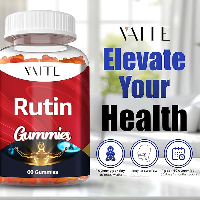 Rutin Supplement 500mg - Sophora Japonica Extract with Quercetin - Antioxidant Gummies for Men and Women - Vein and Leg Wellness - Flavonoid Complex for Daily Vascular Support - 60 Gummies